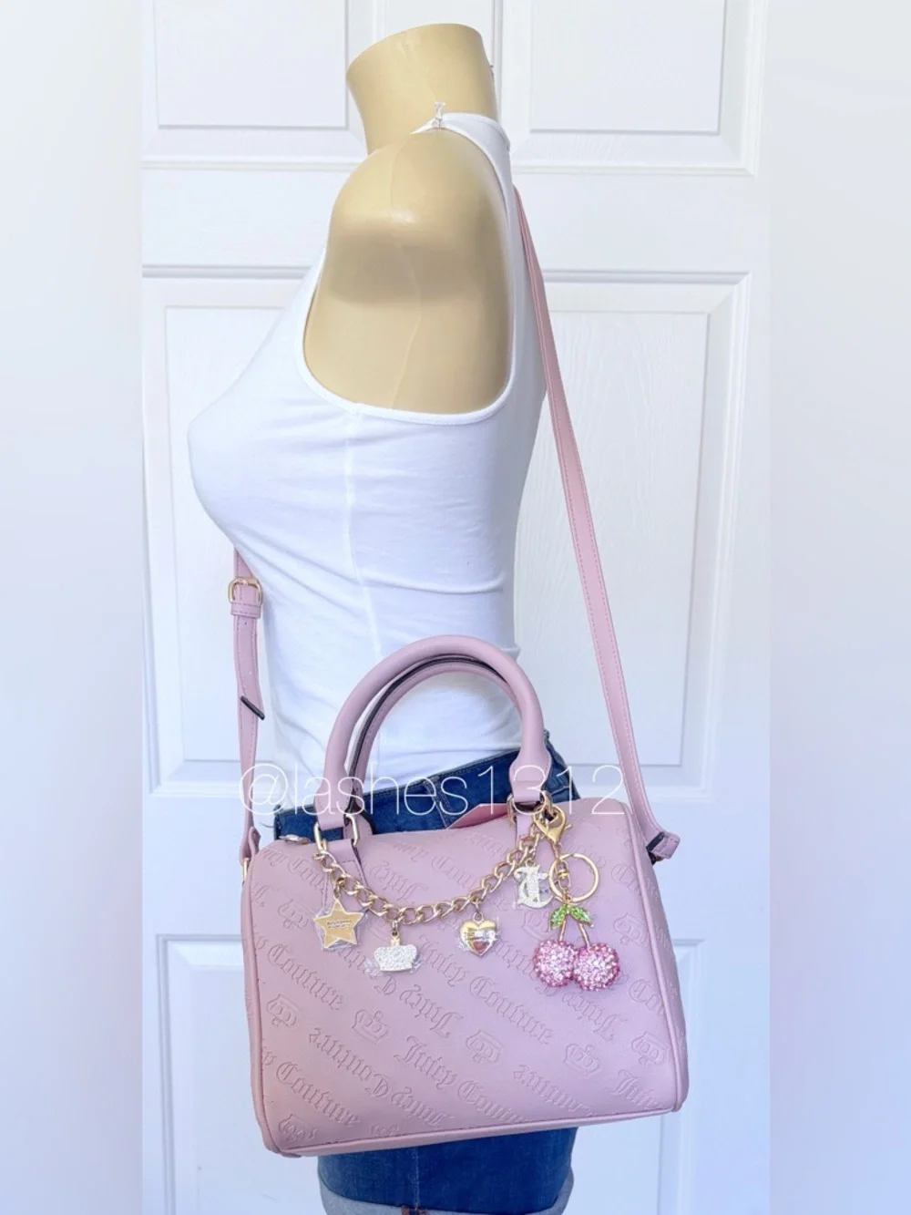 JUICY COUTURE Bag Not Your Babe Satchel with Swag Chain - Blush Pink - Picture 7 of 8